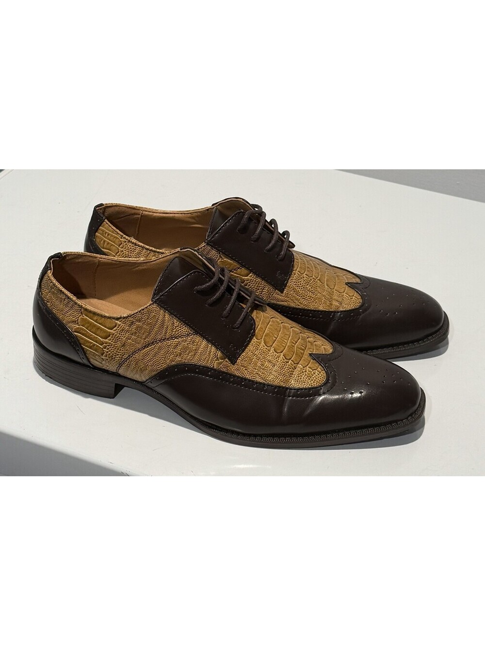 Mens David Stone 2 Tone Wingtip Oxford Dress Shoes Size 9.5D